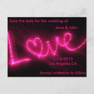 neonrosa Liebe Save-the-Date-Hochzeitspostkarte Ankündigungspostkarte