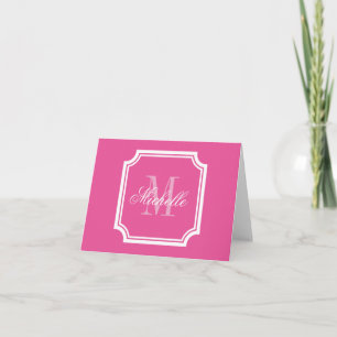 Neonrosa Monogramm-Mitteilungskarten mit elegantem