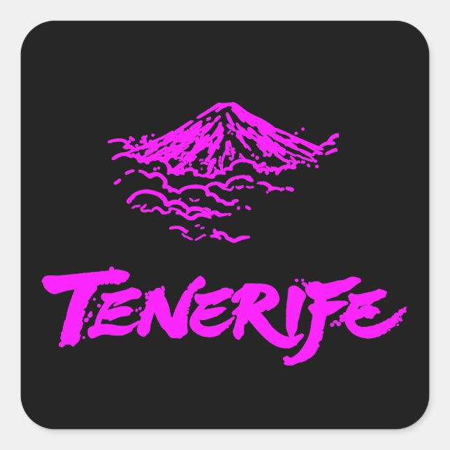 Neonrosa Mount Teide Teneriffa Vulkan Quadratischer Aufkleber (Vorderseite)