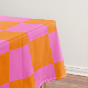 Neonrosa Orange Checkerboard Vintag Tischdecke