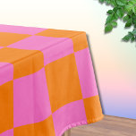 Neonrosa Orange Checkerboard Vintag Tischdecke<br><div class="desc">Neon Pink und Orange Checkerboard | VINTAG | Classic | Trendy | Stilvoll | Mode | Minimal</div>