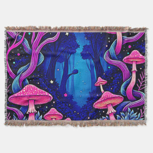 Neonrosa Pilzwald Kunst Decke