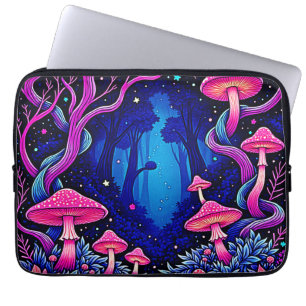Neonrosa Pilzwald Kunst Laptopschutzhülle