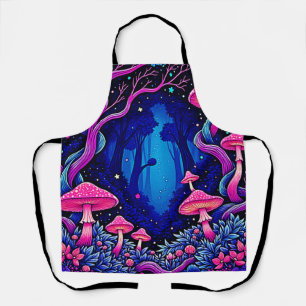 Neonrosa Pilzwald Kunst Schürze