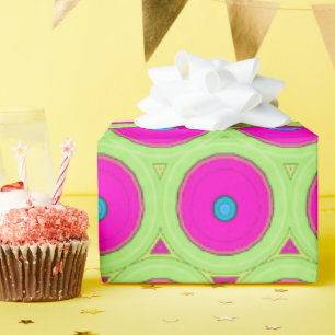 Neonrosa und grüne Abstrakte Kreise Geschenkpapier