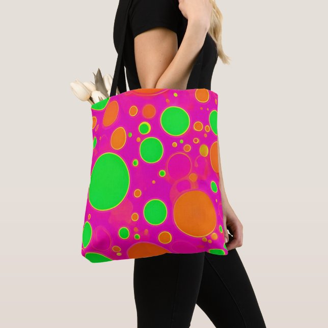 Neonrosa und grüne Retro Circle Design (Von Nahem)