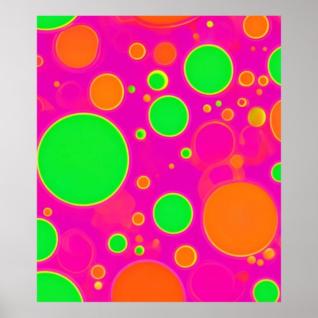 Neonrosa und grüne Retro Circle Design Poster (Vorne)