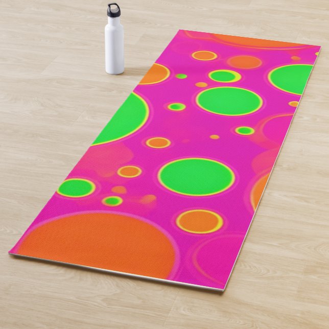 Neonrosa und grüne Retro Circle Design Yogamatte (Beispiel)