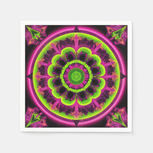 Neonrosa und grünes Kaleidoskop Serviette