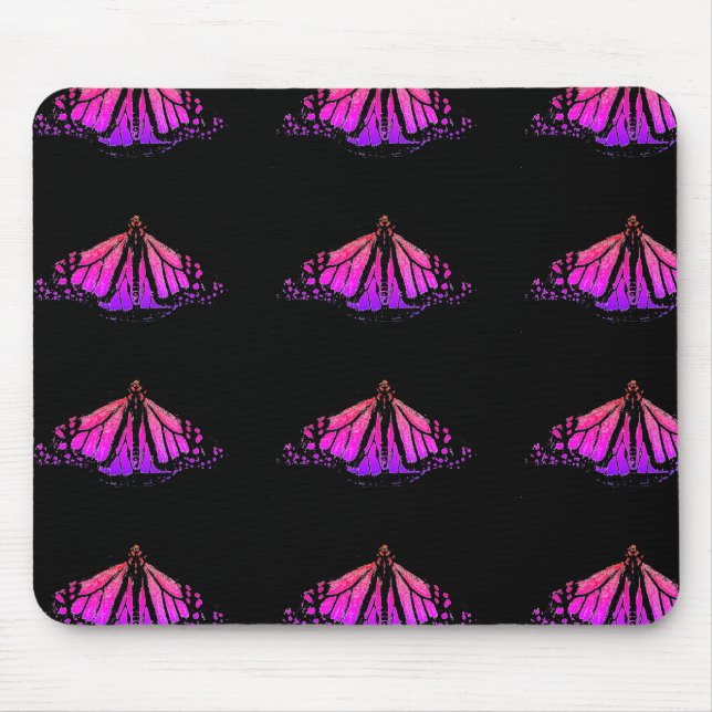Neonrosa und lila Monarch sind überall Mousepad (Vorne)