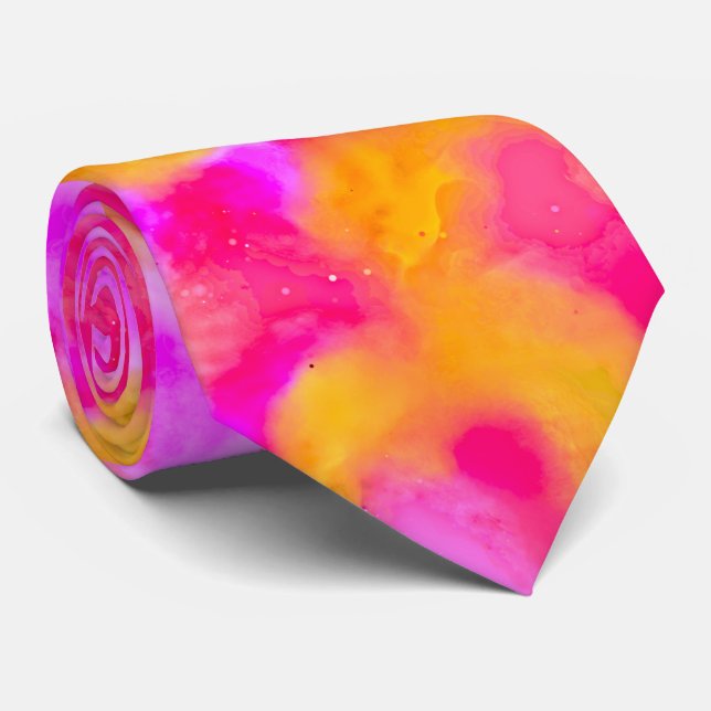 Neonrosa und orangefarbene verschwommenheit krawatte (Gerollt)