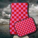 Neonrosa und rotes Karton Vintag Autofußmatte<br><div class="desc">Neonrosa und rotes Karton | VINTAG | Classic | Trendy | Stilvoll | Mode | Minimal</div>