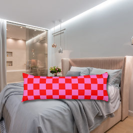 Neonrosa und rotes Karton Vintag Seitenschläferkissen