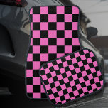 Neonrosa und schwarz karierte Tafel Vintag Autofußmatte<br><div class="desc">Neonrosa und schwarz karierte Tafel | VINTAG | Classic | Trendy | Stilvoll | Mode | Minimal</div>