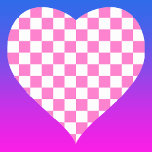 Neonrosa und weißes Karton Vintag Herz-Aufkleber<br><div class="desc">Neonrosa und weiß karierte Tafel | VINTAG | Classic | Trendy | Stilvoll | Mode | Minimal</div>