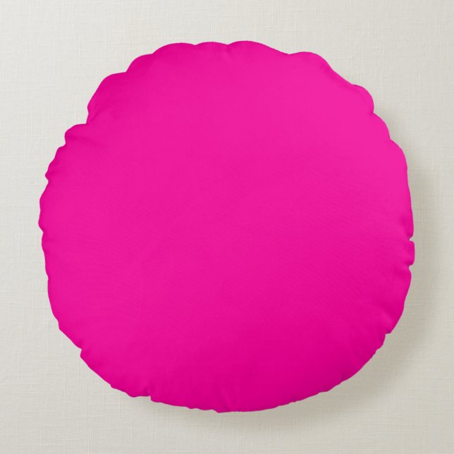 Neonrosa Uni Rundes Kissen (Vorderseite)