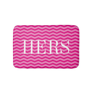 Neonrosa Zickzack Muster Monogramm Badematte