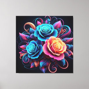 Neonrosen Leinwanddruck
