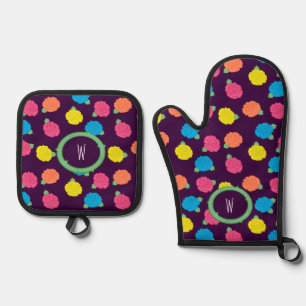 Neonrosen Ofenhandschuh & Topflappen-Set