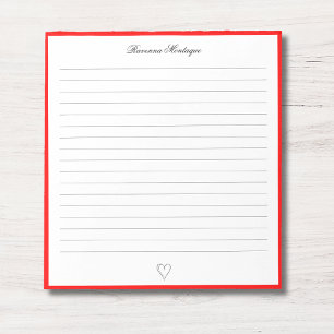 Neonrote Umrandung und Herz Custom Schrift Lined Notizblock