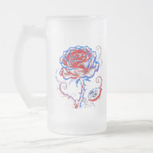 Neonrote und blaue Rosen-Tasse