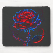 Neonrote und blaue Rosenmauspad