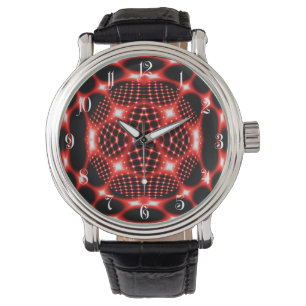 Neonroter Globus-Fraktal Armbanduhr