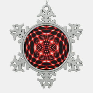 Neonroter Globus-Fraktal Schneeflocken Zinn-Ornament