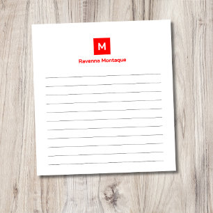 Neonrotes modernes, chic gestaltetes Monogramm mit Notizblock