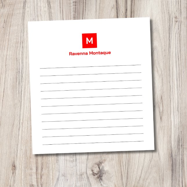 Neonrotes modernes, chic gestaltetes Monogramm mit Notizblock (Von Creator hochgeladen)