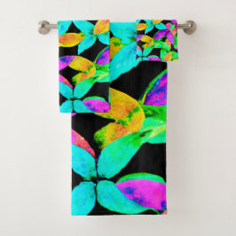 Neonscape Leaf Muster Badhandtuch Set