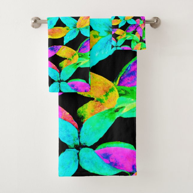 Neonscape Leaf Muster Badhandtuch Set (Insitu)