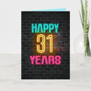 Neonschild auf Ziegel für 31. Geburtstag Karte