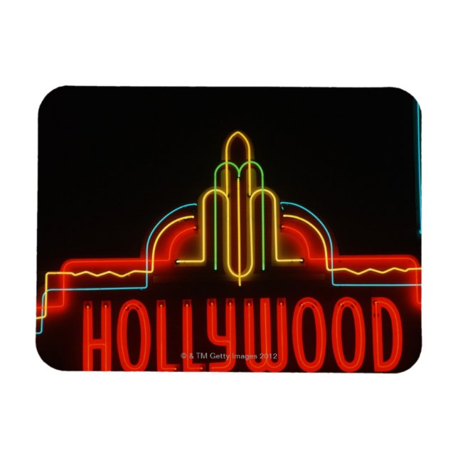 Neonschild aus Hollywood, Los Angeles, Kalifornien Magnet (Horizontal)