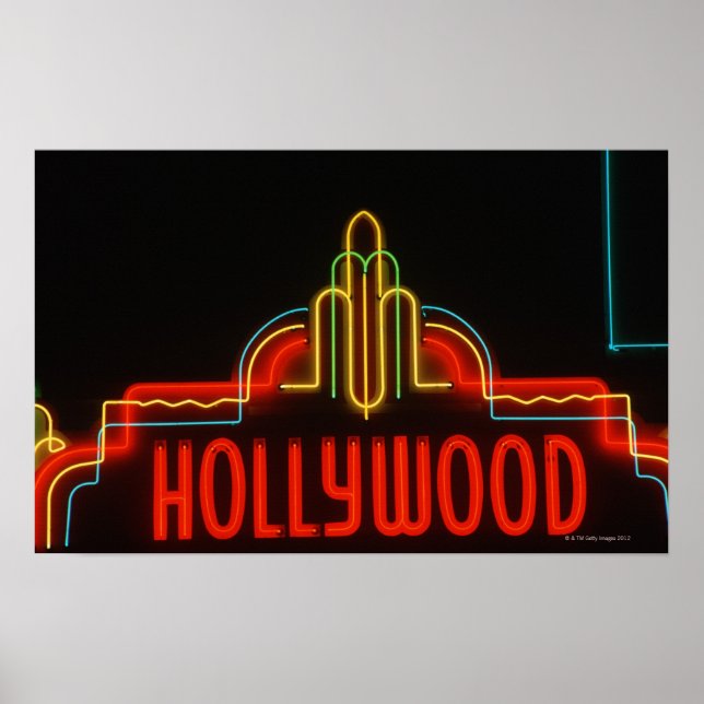 Neonschild aus Hollywood, Los Angeles, Kalifornien Poster (Vorne)
