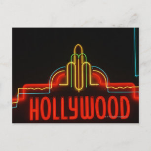 Neonschild aus Hollywood, Los Angeles, Kalifornien Postkarte