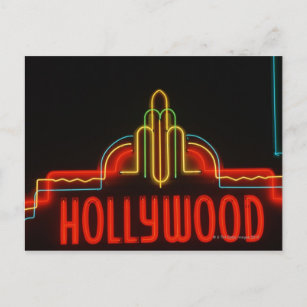 Neonschild aus Hollywood, Los Angeles, Kalifornien Postkarte