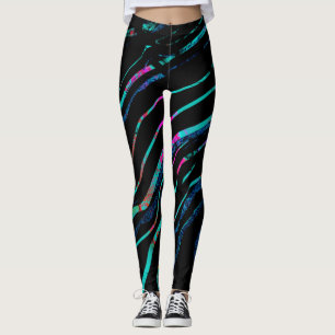 Neonschwarzer Marmorschimmer-Pastellregenbogen Leggings