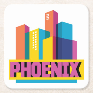 NeonSkyline Phoenix, Arizona Rechteckiger Pappuntersetzer
