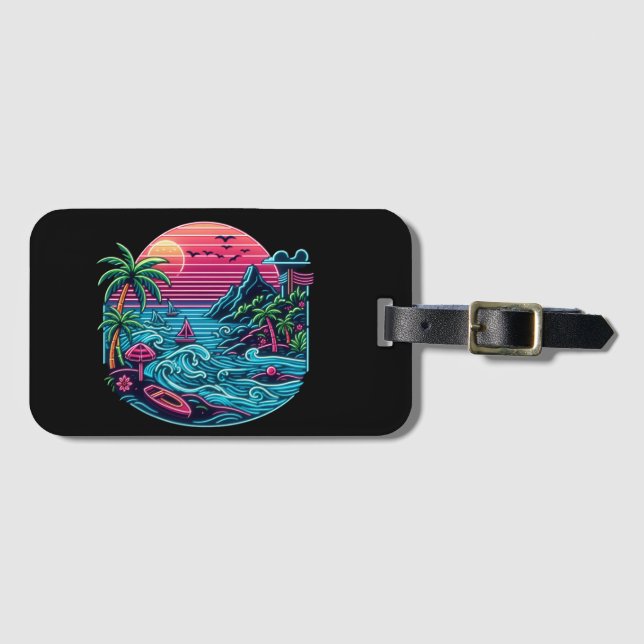 Neonstrand von Tropical/Hawaii Gepäckanhänger (Vorderseite (Horizontal))