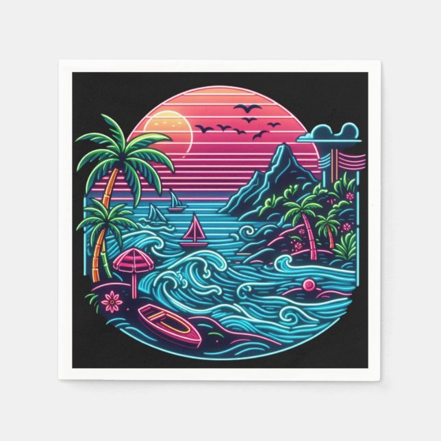 Neonstrand von Tropical/Hawaii Serviette (Vorderseite)