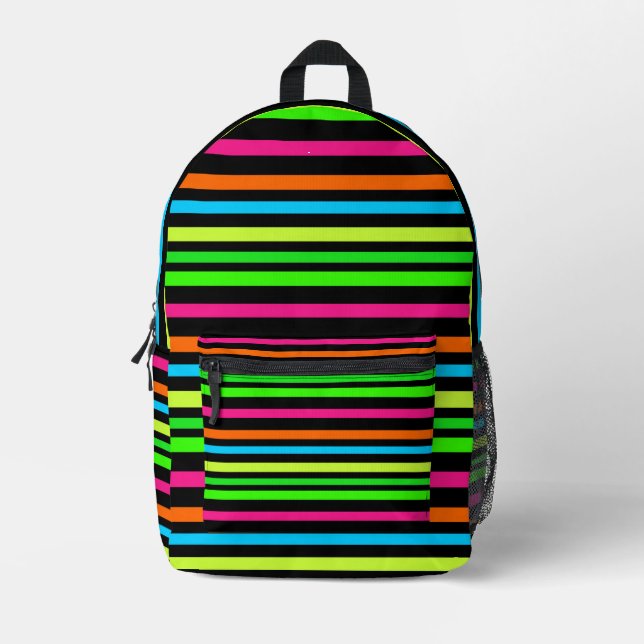 Neonstreifen Bedruckter Rucksack (Vorderseite)