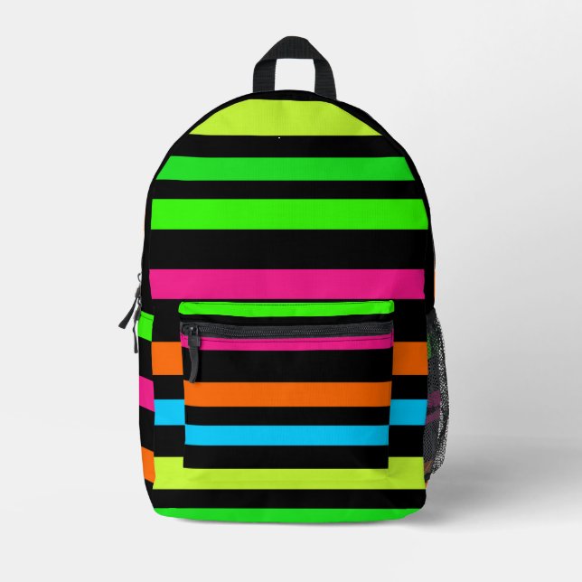 Neonstreifen Bedruckter Rucksack (Vorderseite)
