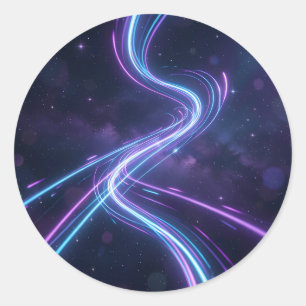 Neonstrom – Klassische runde Neonlicht-Kunst Runder Aufkleber
