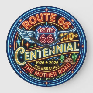 Neonstyle Mother Road Centennial-Jahrestag Große Wanduhr