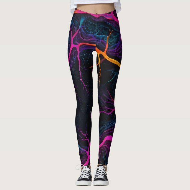 Neonsynapse - NeuroInspirierte Abstrakte Leggings (Vorderseite)