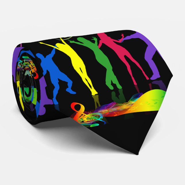 Neontanz-Party-Musik-Leute auf Schwarzem Krawatte (Gerollt)