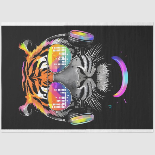Neontiger mit Kopfhörer Gewebepapier Seidenpapier (Vorderseite)