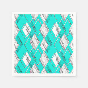 Neontürkisfarbenes geometrisches Muster. Serviette