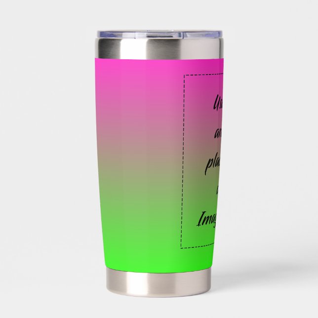 Neonverlauf Grün zu Pink Thermobecher (Vorderseite)